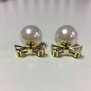 Ted Baker Pearl Back Gold Earrings